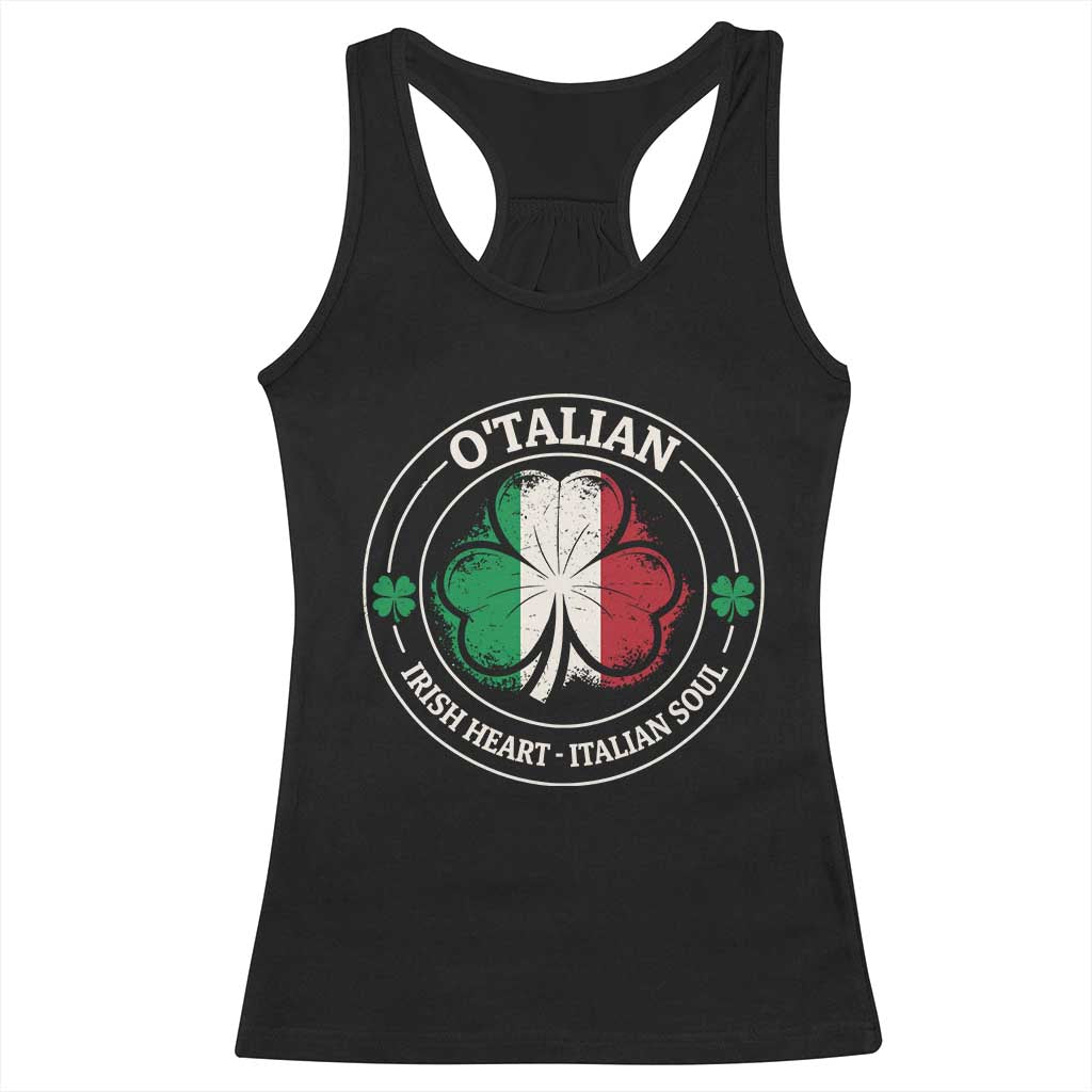 Irish Italian Pride Racerback Tank Top O'Talian Irish Heart Italian Soul St Patricks Day