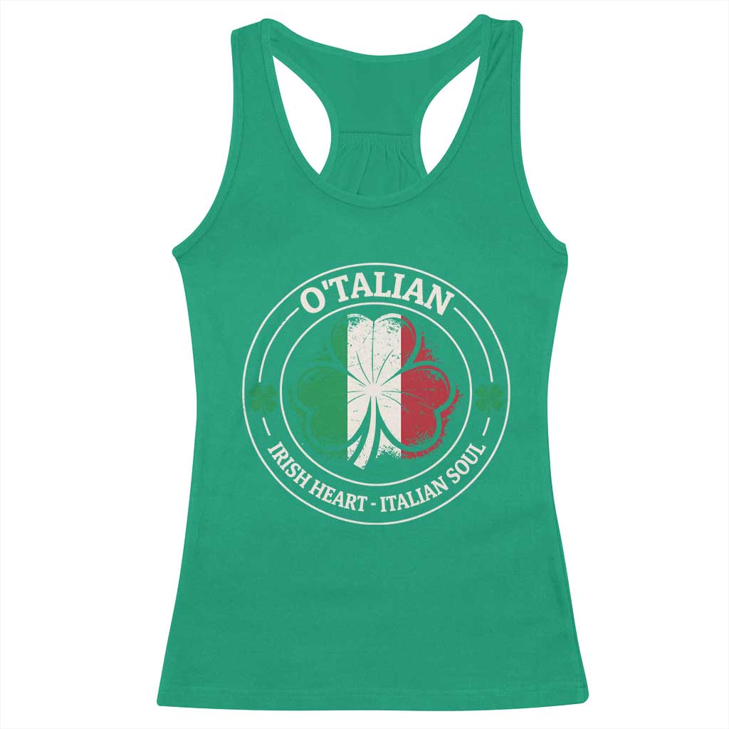 Irish Italian Pride Racerback Tank Top O'Talian Irish Heart Italian Soul St Patricks Day