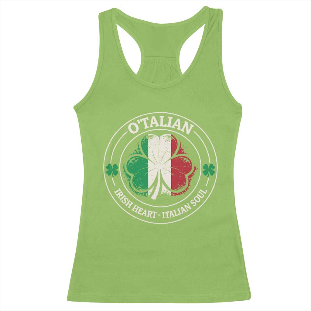 Irish Italian Pride Racerback Tank Top O'Talian Irish Heart Italian Soul St Patricks Day