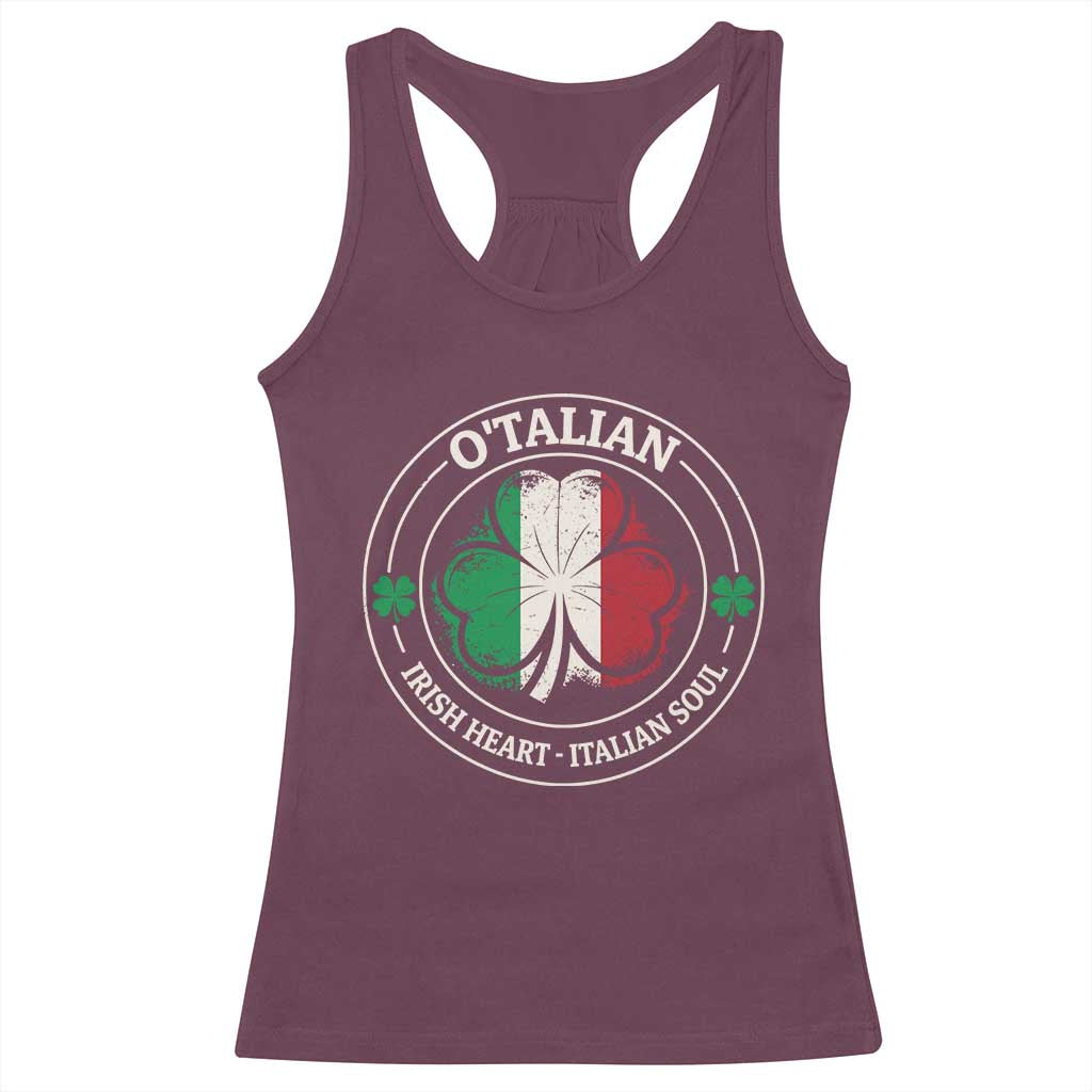Irish Italian Pride Racerback Tank Top O'Talian Irish Heart Italian Soul St Patricks Day