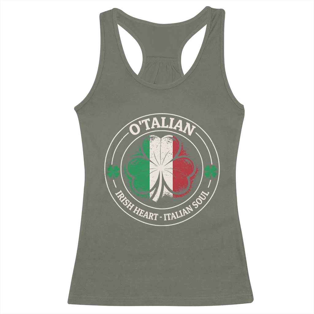 Irish Italian Pride Racerback Tank Top O'Talian Irish Heart Italian Soul St Patricks Day
