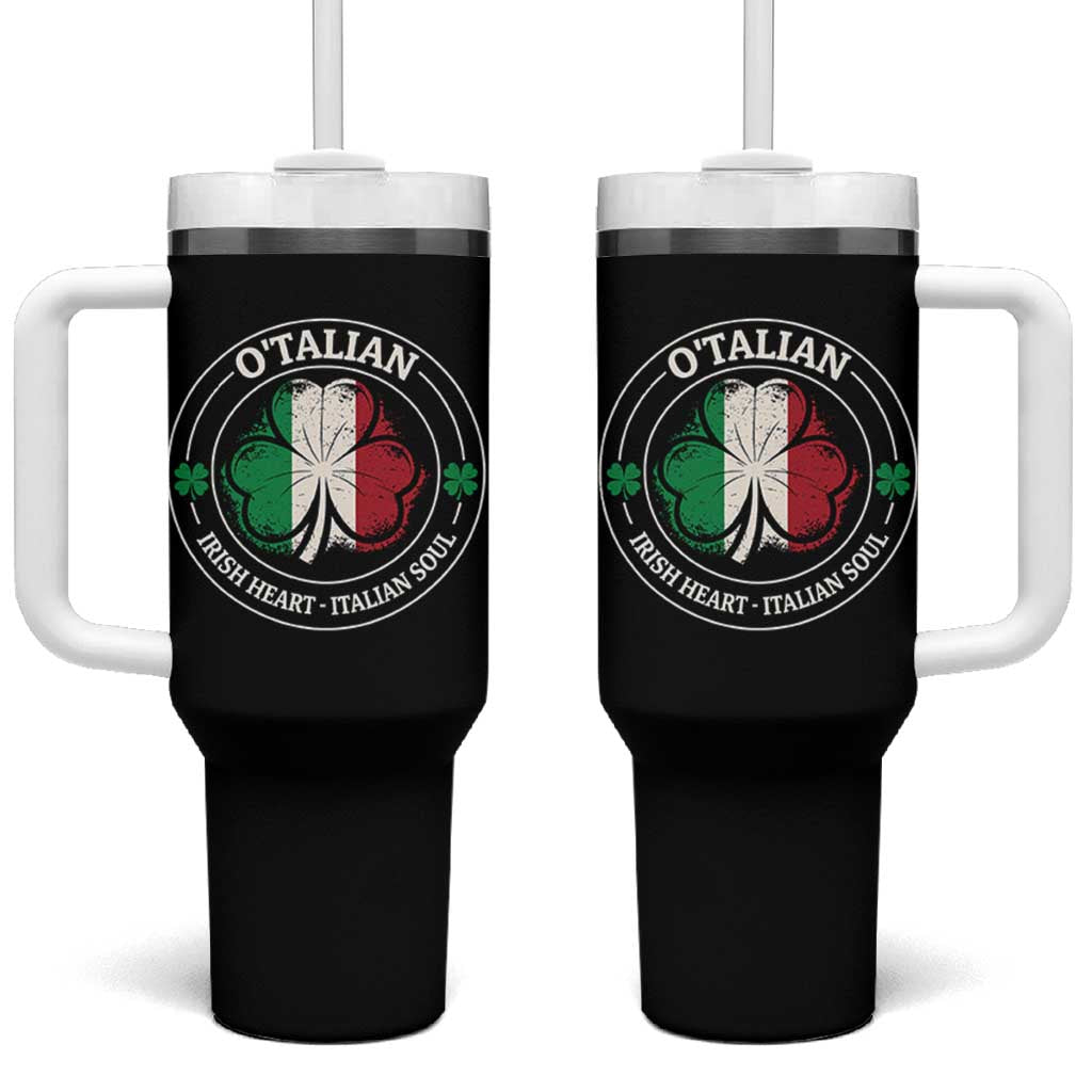 Irish Italian Pride Tumbler With Handle O'Talian Irish Heart Italian Soul St Patricks Day