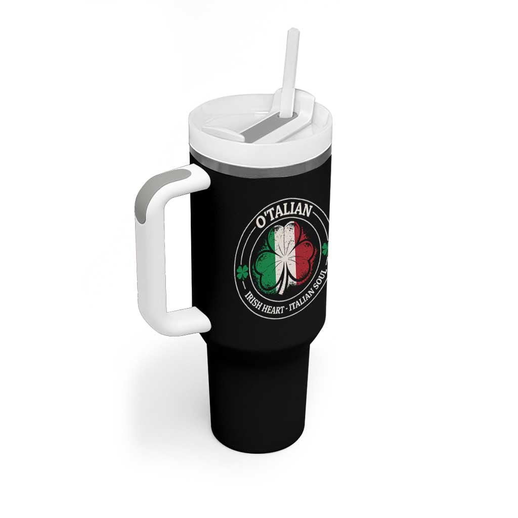 Irish Italian Pride Tumbler With Handle O'Talian Irish Heart Italian Soul St Patricks Day