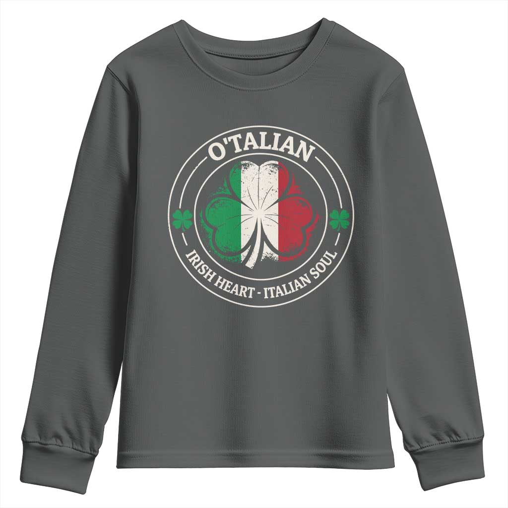 Irish Italian Pride Youth Sweatshirt O'Talian Irish Heart Italian Soul St Patricks Day