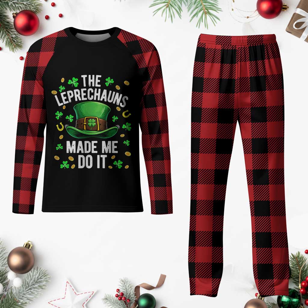 Funny St Patricks Day The Leprechauns Made Me Do It Plaid Pajama Set