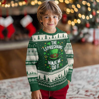 Funny St Patricks Day The Leprechauns Made Me Do It Ugly Christmas Sweater