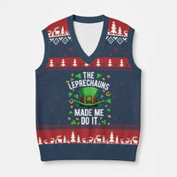 Funny St Patricks Day The Leprechauns Made Me Do It V-Neck Knit Sweater Vest
