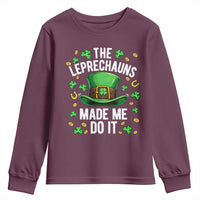 Funny St Patricks Day The Leprechauns Made Me Do It Youth Sweatshirt