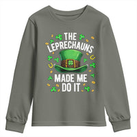 Funny St Patricks Day The Leprechauns Made Me Do It Youth Sweatshirt