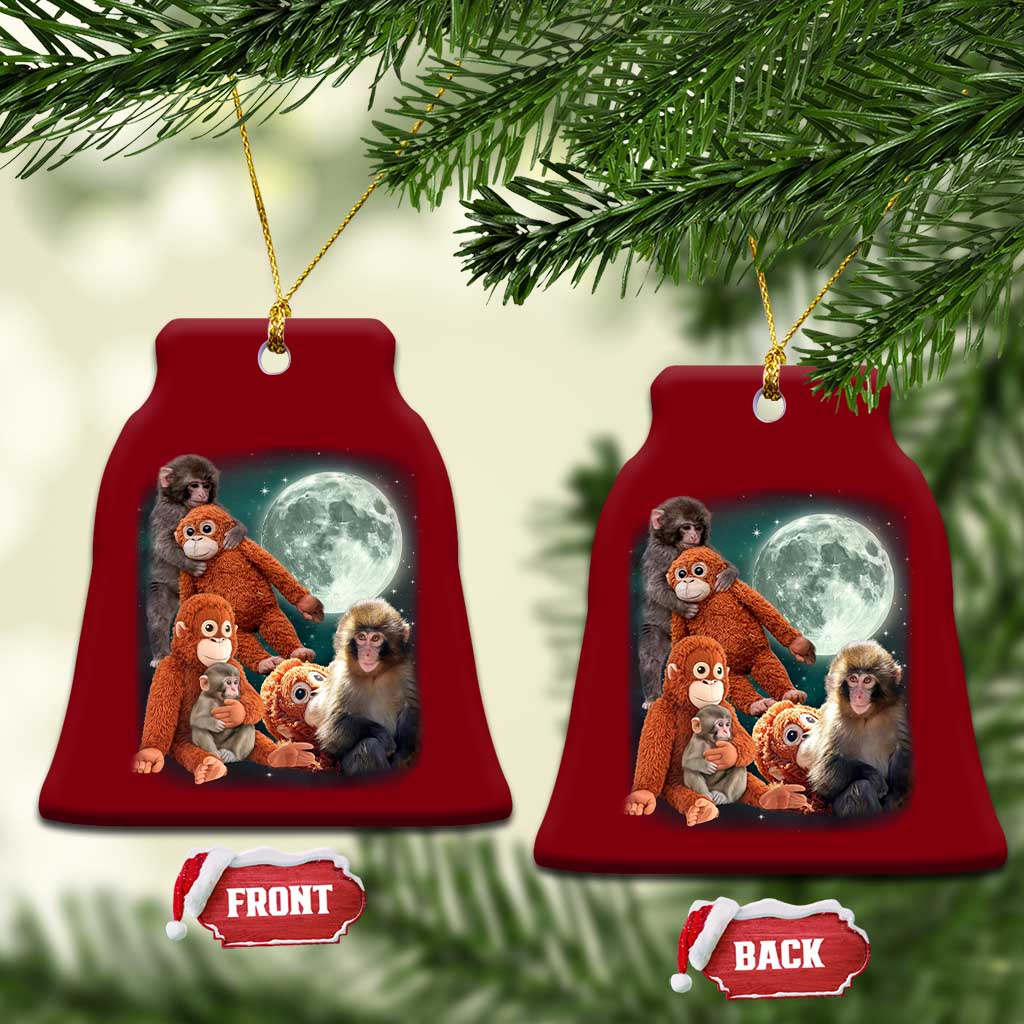 Baby Monkey Punch Ceramic Ornament Three Punch Moon Orange Toy