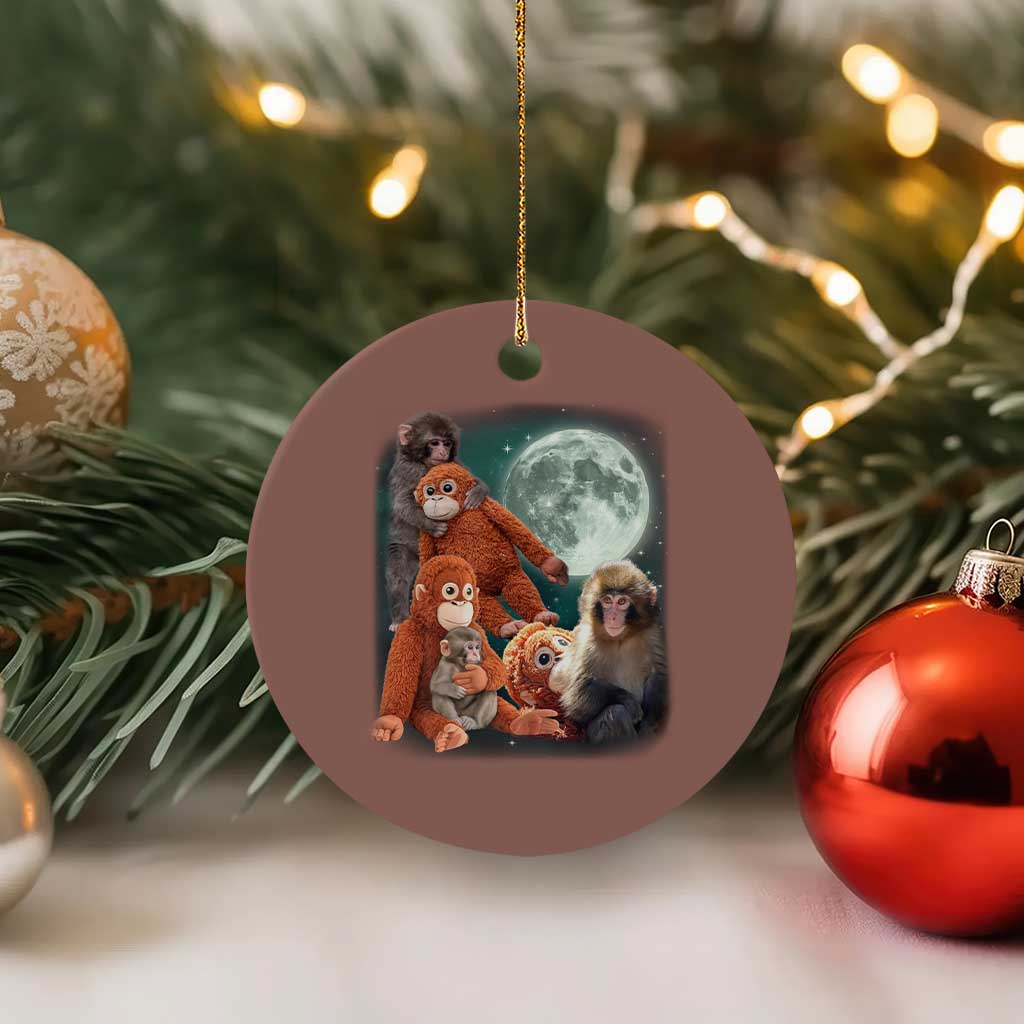 Baby Monkey Punch Ceramic Ornament Three Punch Moon Orange Toy