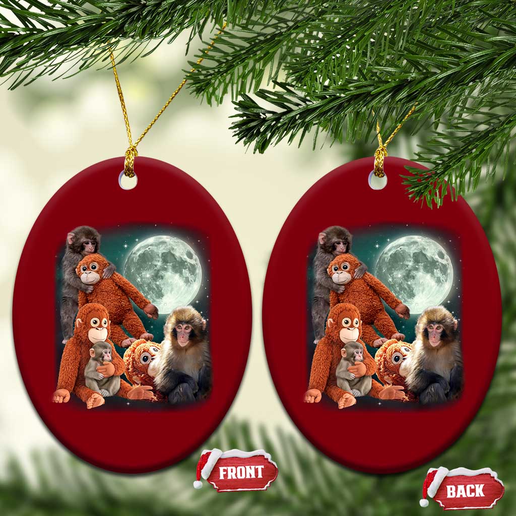 Baby Monkey Punch Ceramic Ornament Three Punch Moon Orange Toy