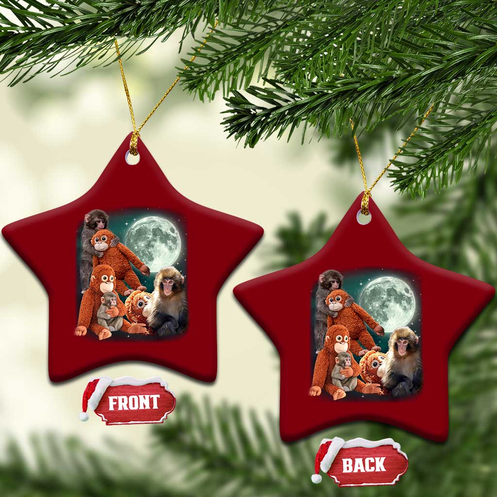 Baby Monkey Punch Ceramic Ornament Three Punch Moon Orange Toy