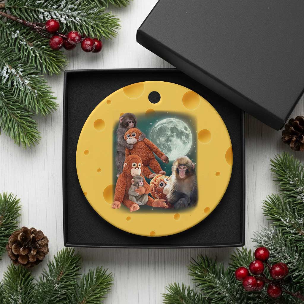 Baby Monkey Punch Ceramic Ornament Three Punch Moon Orange Toy