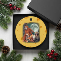 Baby Monkey Punch Ceramic Ornament Three Punch Moon Orange Toy