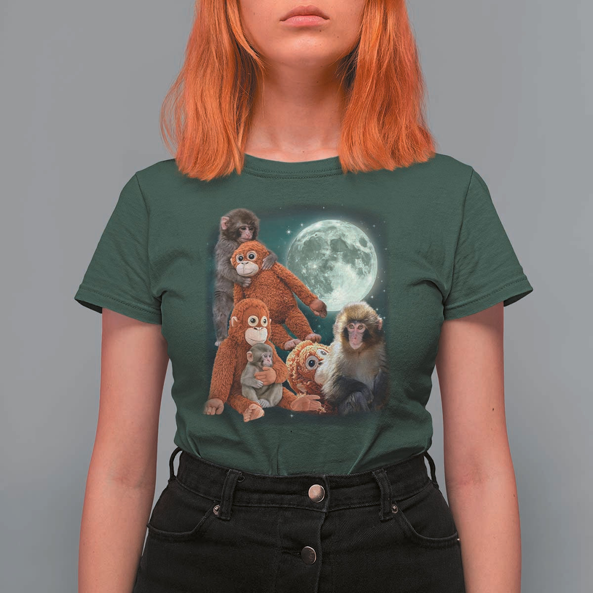 Baby Monkey Punch T Shirt For Women Three Punch Moon Orange Toy