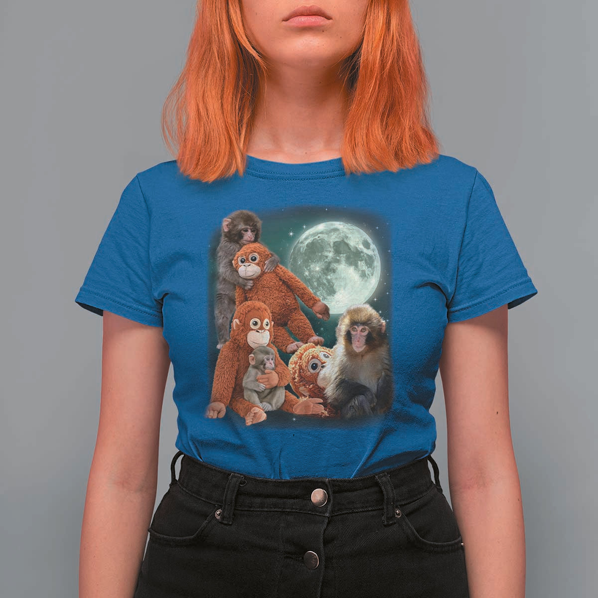 Baby Monkey Punch T Shirt For Women Three Punch Moon Orange Toy