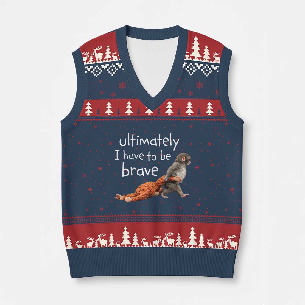 Ultimate I Have To Be Brave Baby Monkey Punch V-Neck Knit Sweater Vest