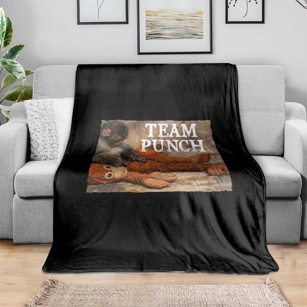 Team Punch Baby Monkey Plush Hugging Meme Throw Blanket