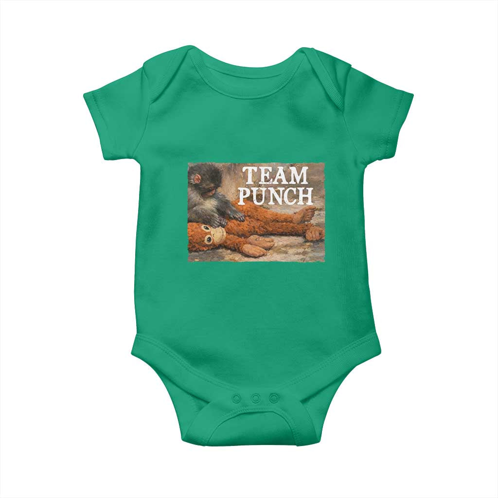 Team Punch Baby Monkey Plush Hugging Meme Baby Onesie