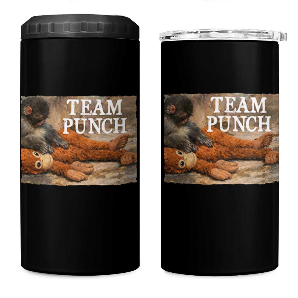 Team Punch Baby Monkey Plush Hugging Meme 4 in 1 Can Cooler Tumbler