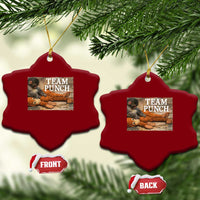 Team Punch Baby Monkey Plush Hugging Meme Ceramic Ornament