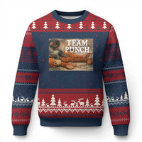 Team Punch Baby Monkey Plush Hugging Meme Ugly Christmas Sweater