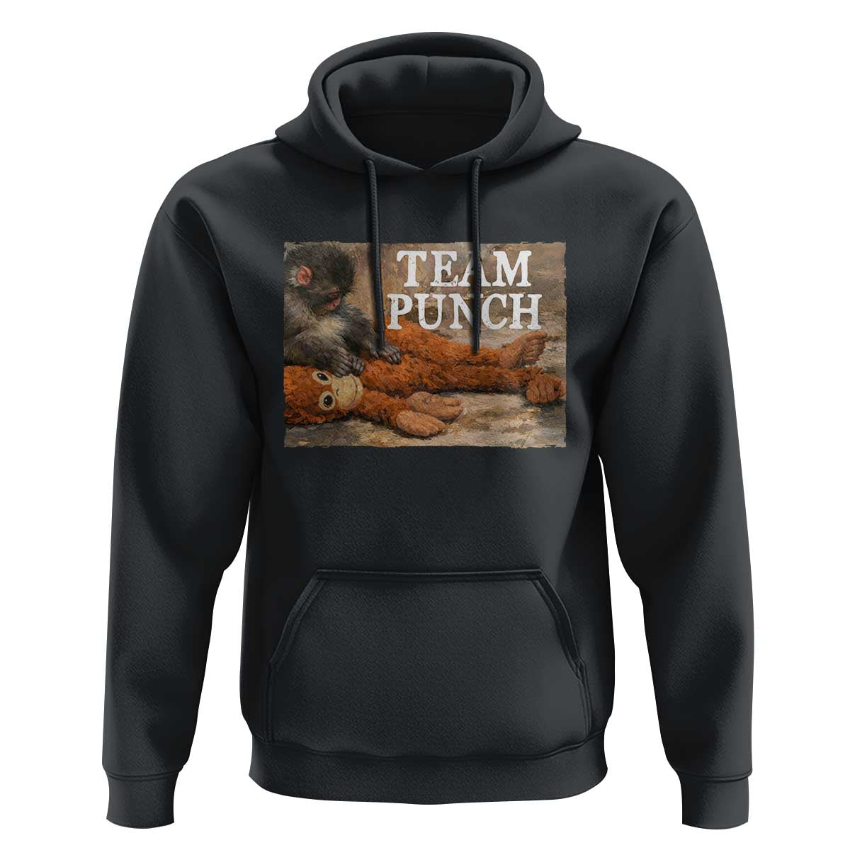 Team Punch Baby Monkey Plush Hugging Meme Hoodie