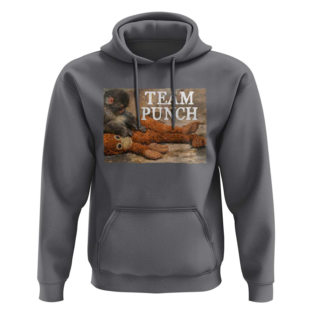 Team Punch Baby Monkey Plush Hugging Meme Hoodie