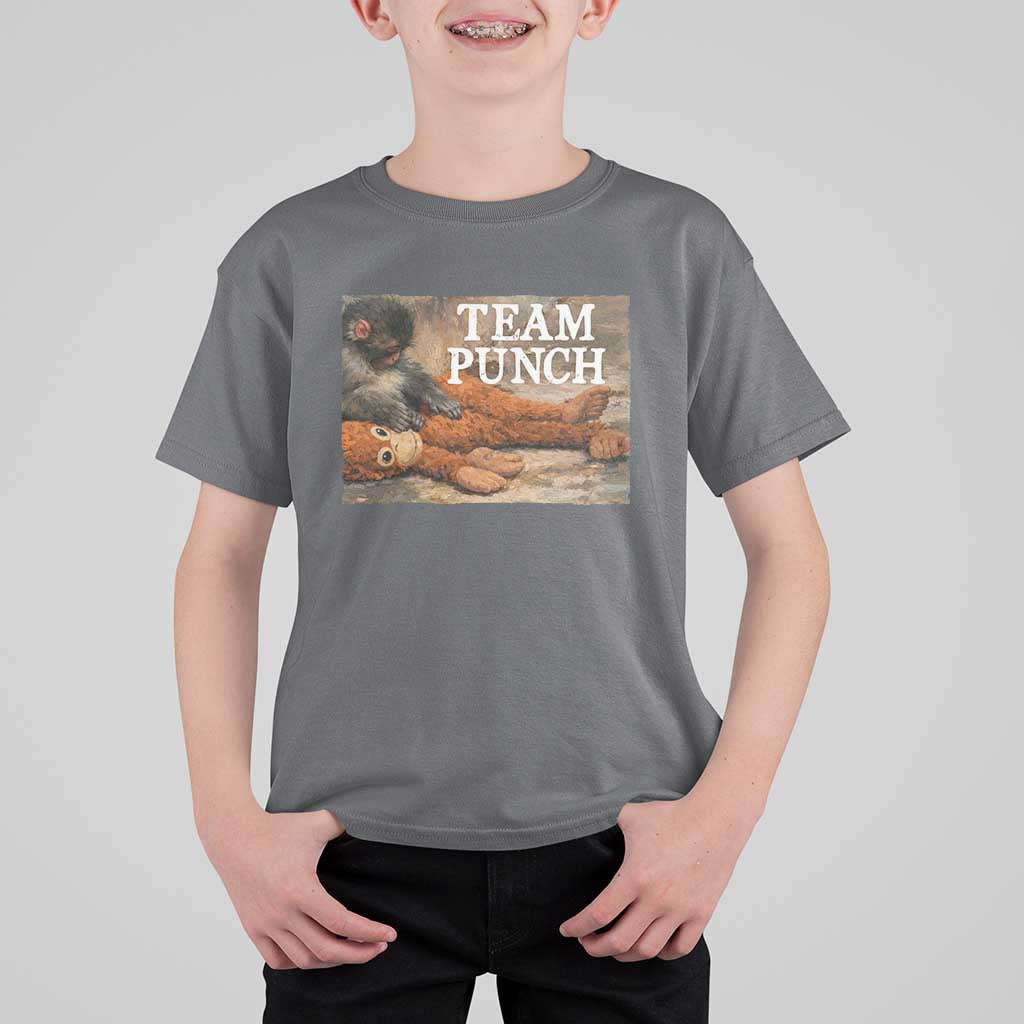 Team Punch Baby Monkey Plush Hugging Meme T Shirt For Kid
