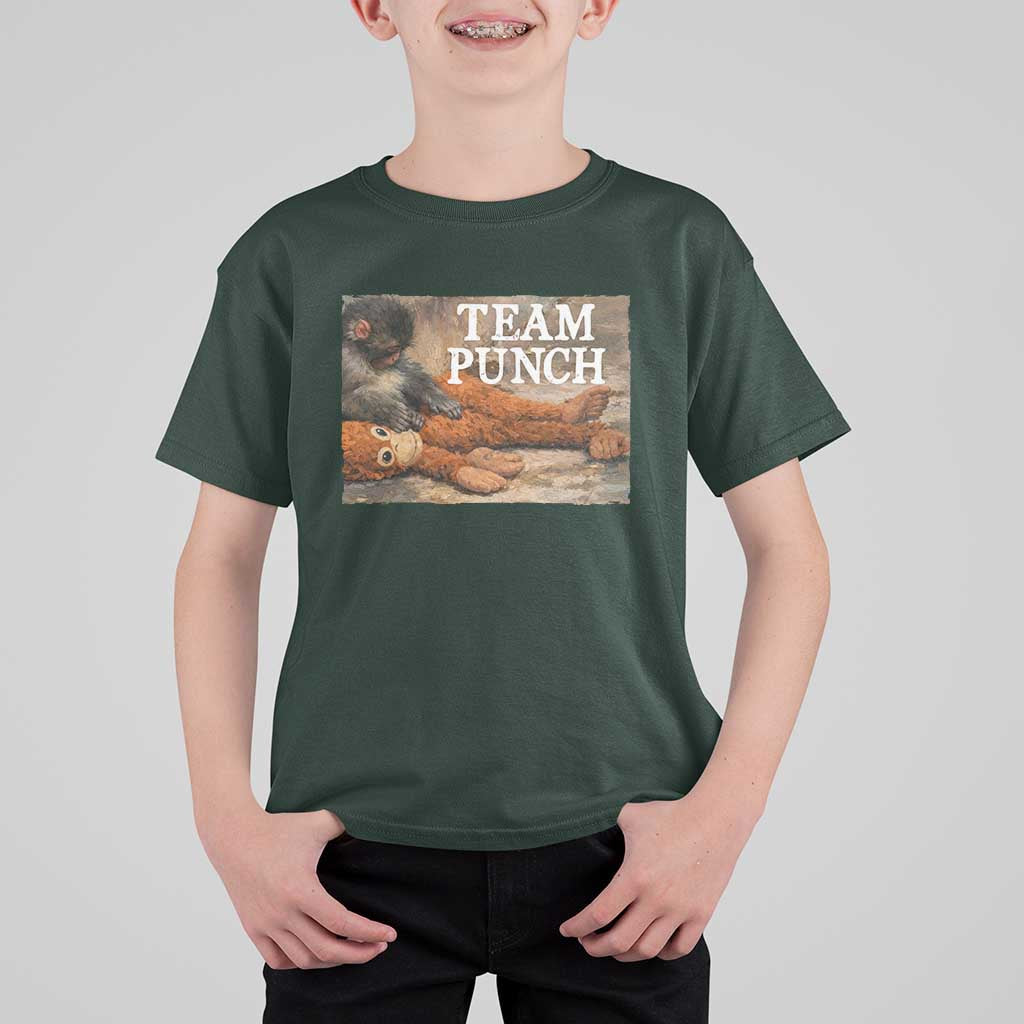Team Punch Baby Monkey Plush Hugging Meme T Shirt For Kid