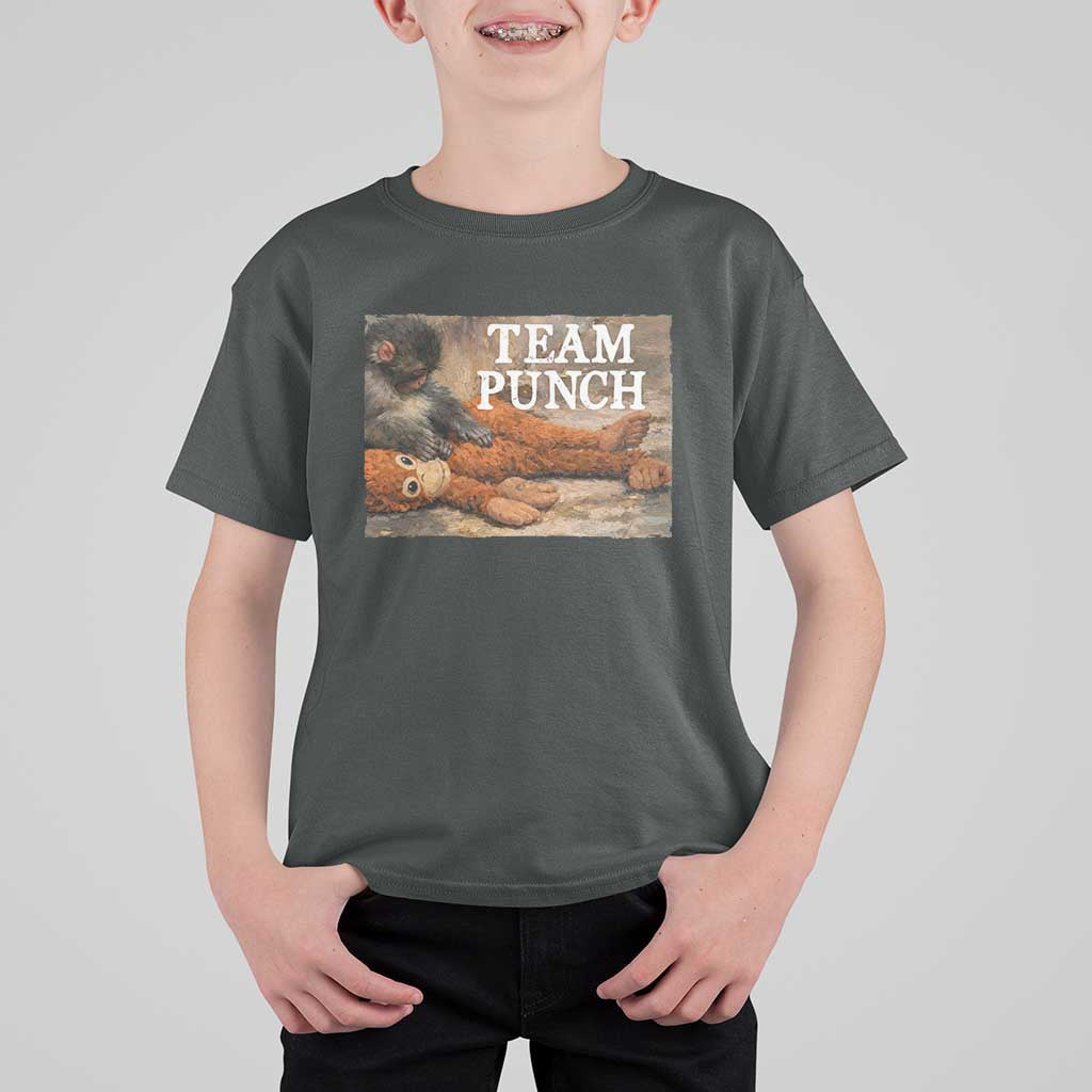 Team Punch Baby Monkey Plush Hugging Meme T Shirt For Kid