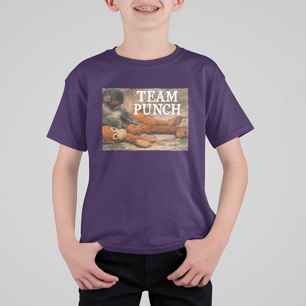 Team Punch Baby Monkey Plush Hugging Meme T Shirt For Kid