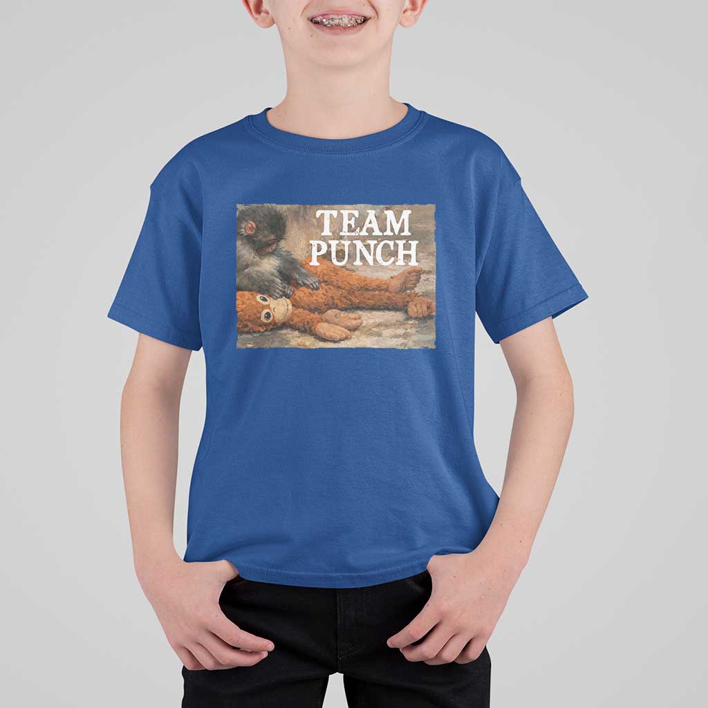 Team Punch Baby Monkey Plush Hugging Meme T Shirt For Kid