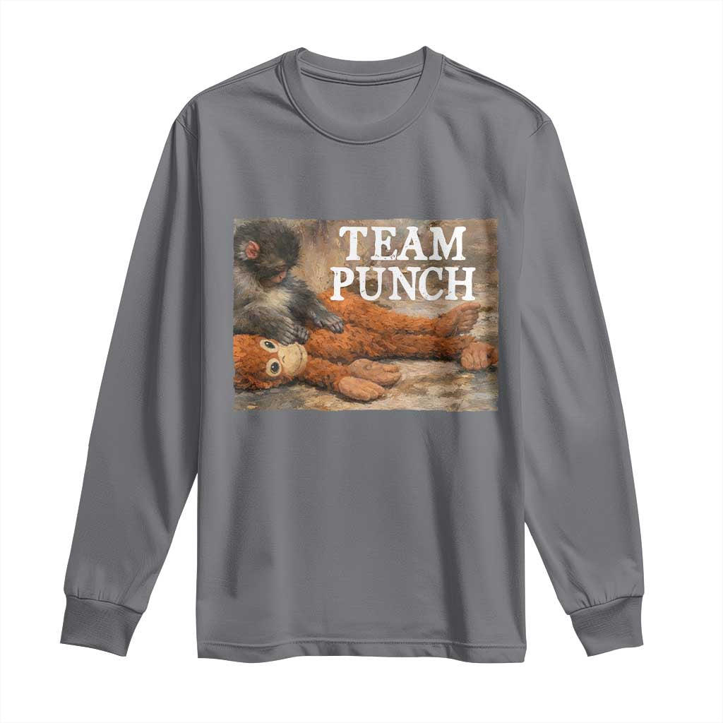 Team Punch Baby Monkey Plush Hugging Meme Long Sleeve Shirt