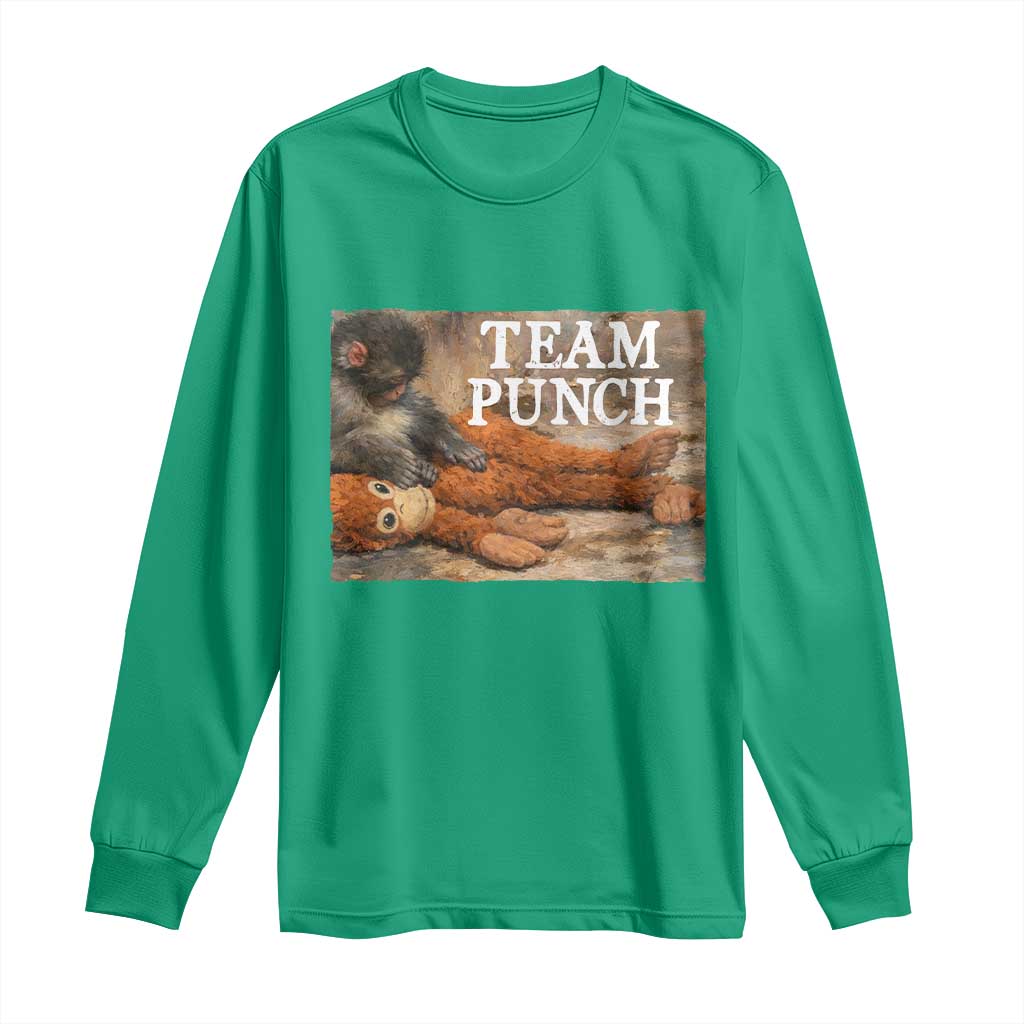 Team Punch Baby Monkey Plush Hugging Meme Long Sleeve Shirt
