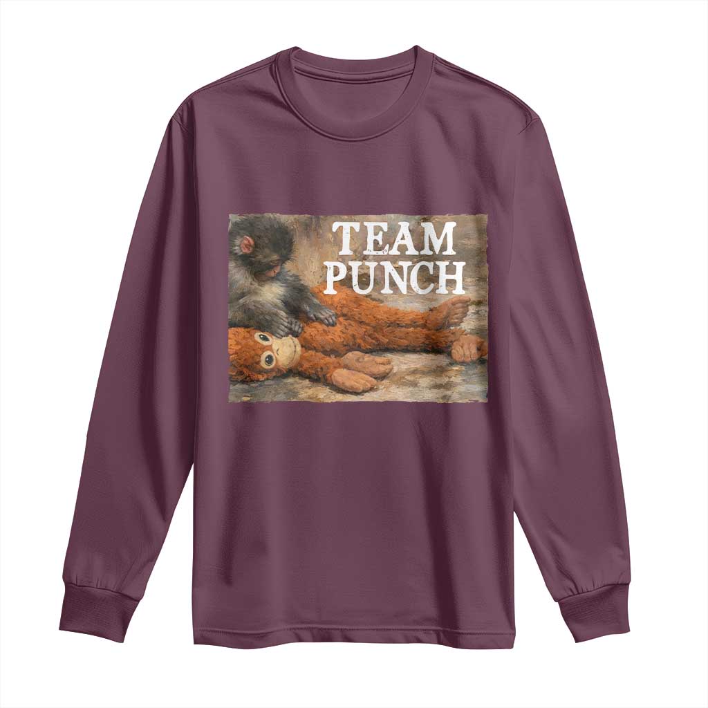 Team Punch Baby Monkey Plush Hugging Meme Long Sleeve Shirt
