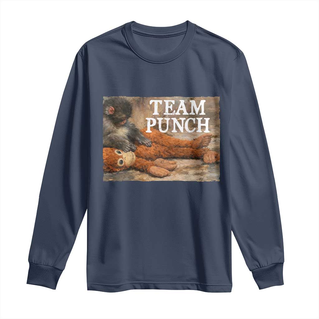 Team Punch Baby Monkey Plush Hugging Meme Long Sleeve Shirt