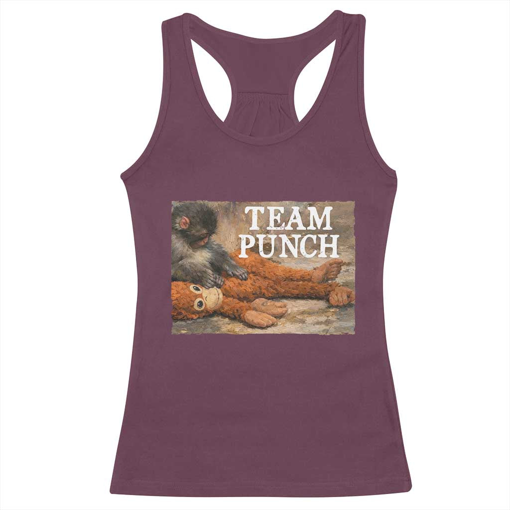 Team Punch Baby Monkey Plush Hugging Meme Racerback Tank Top
