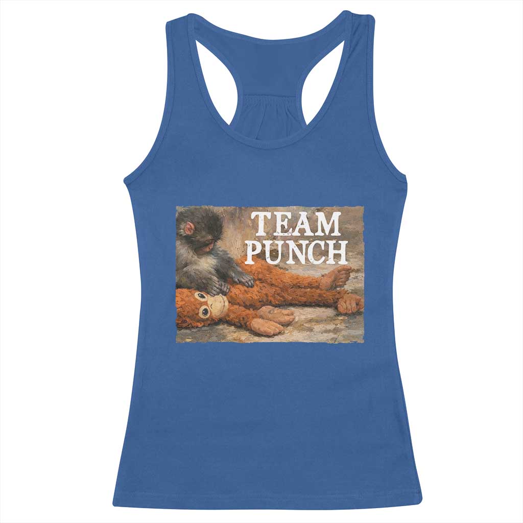 Team Punch Baby Monkey Plush Hugging Meme Racerback Tank Top