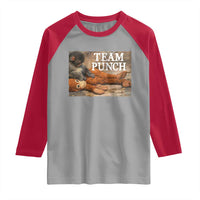 Team Punch Baby Monkey Plush Hugging Meme Raglan Shirt