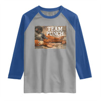 Team Punch Baby Monkey Plush Hugging Meme Raglan Shirt