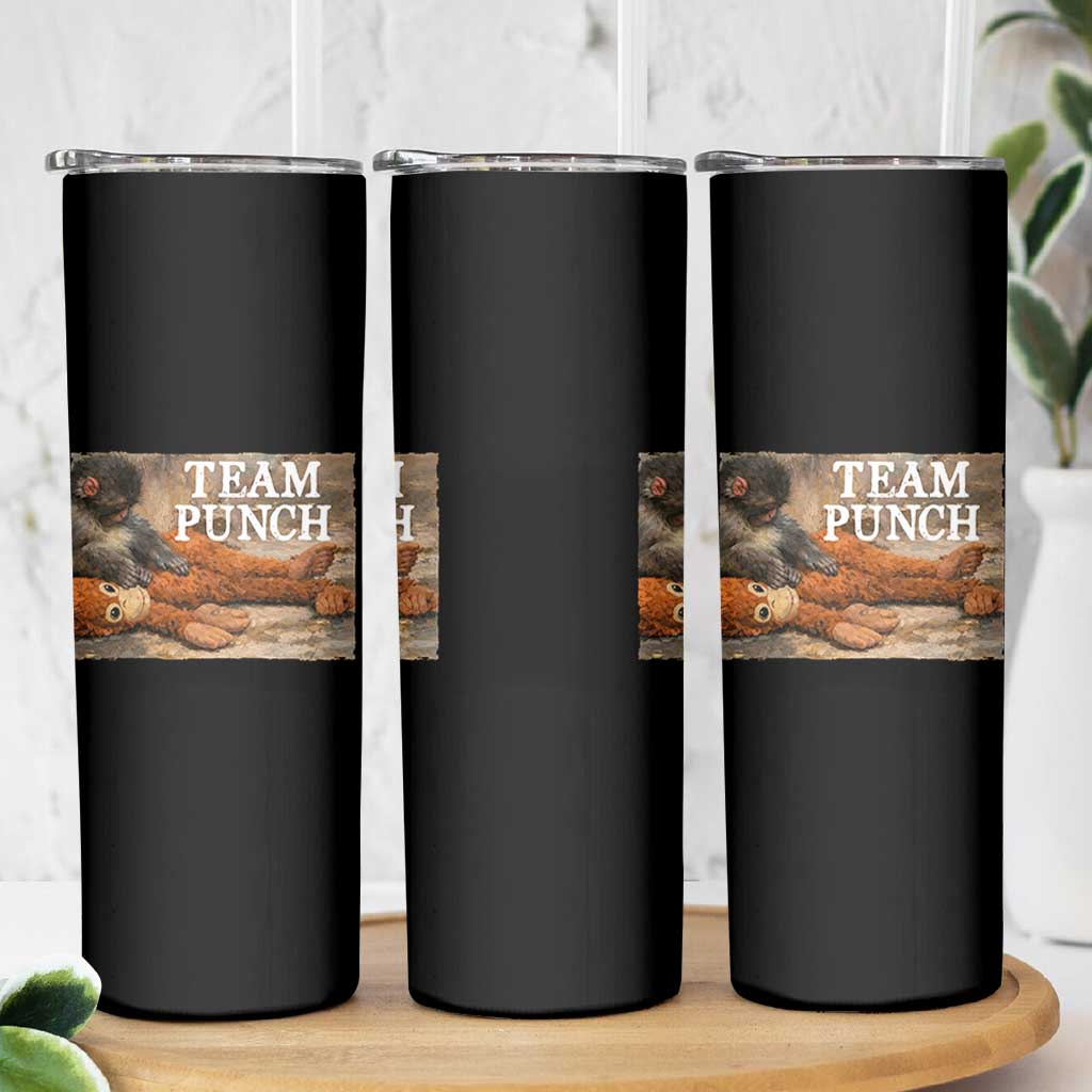 Team Punch Baby Monkey Plush Hugging Meme Skinny Tumbler