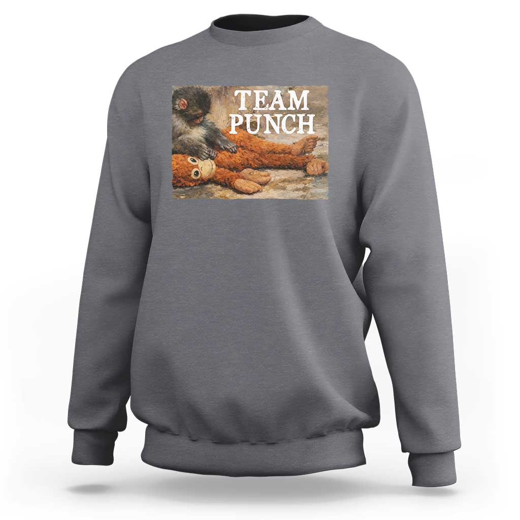 Team Punch Baby Monkey Plush Hugging Meme Sweatshirt