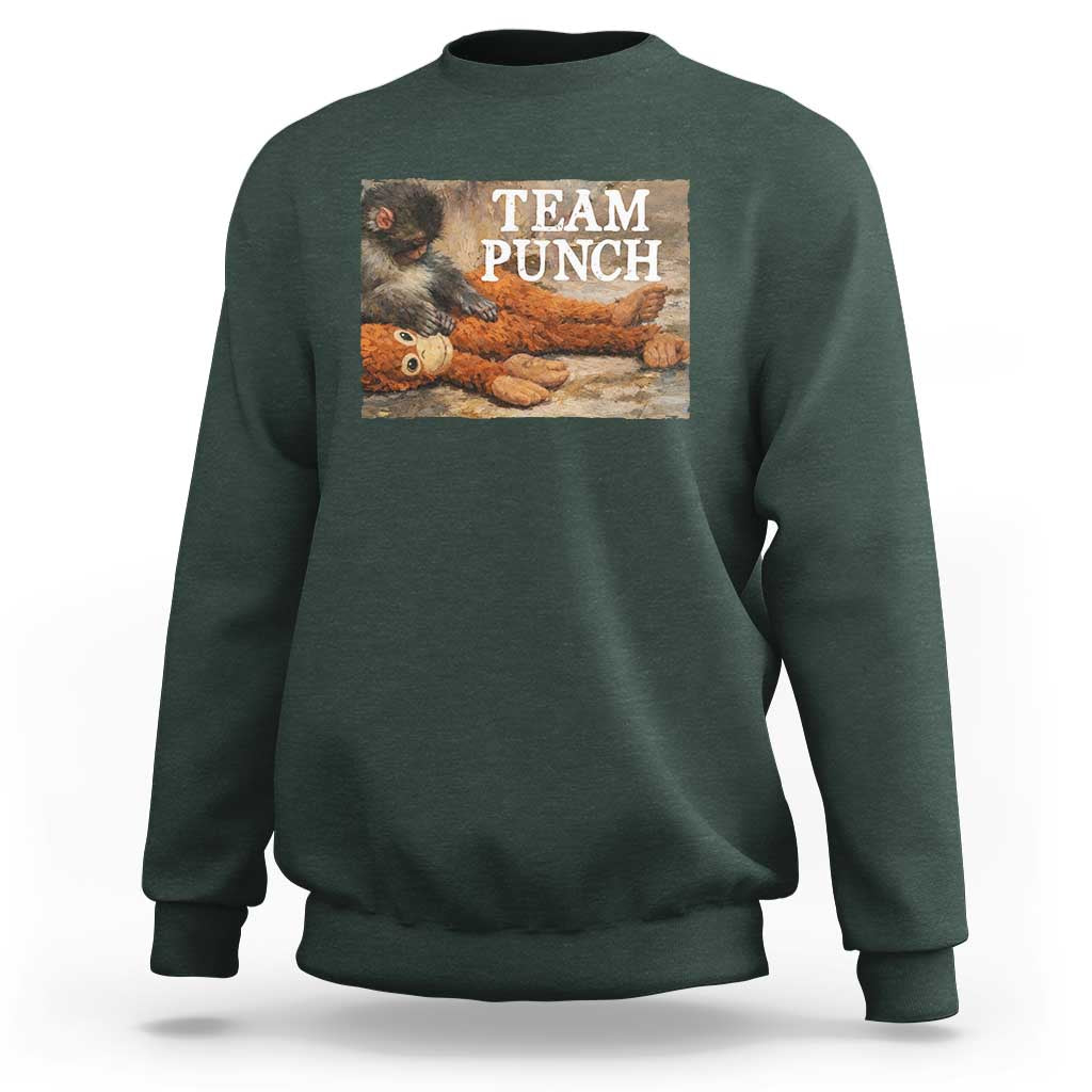 Team Punch Baby Monkey Plush Hugging Meme Sweatshirt