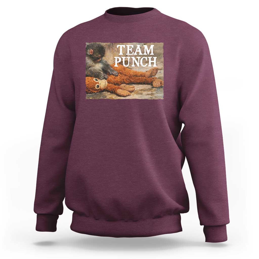 Team Punch Baby Monkey Plush Hugging Meme Sweatshirt