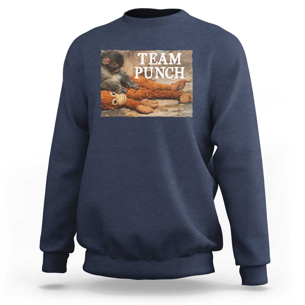 Team Punch Baby Monkey Plush Hugging Meme Sweatshirt