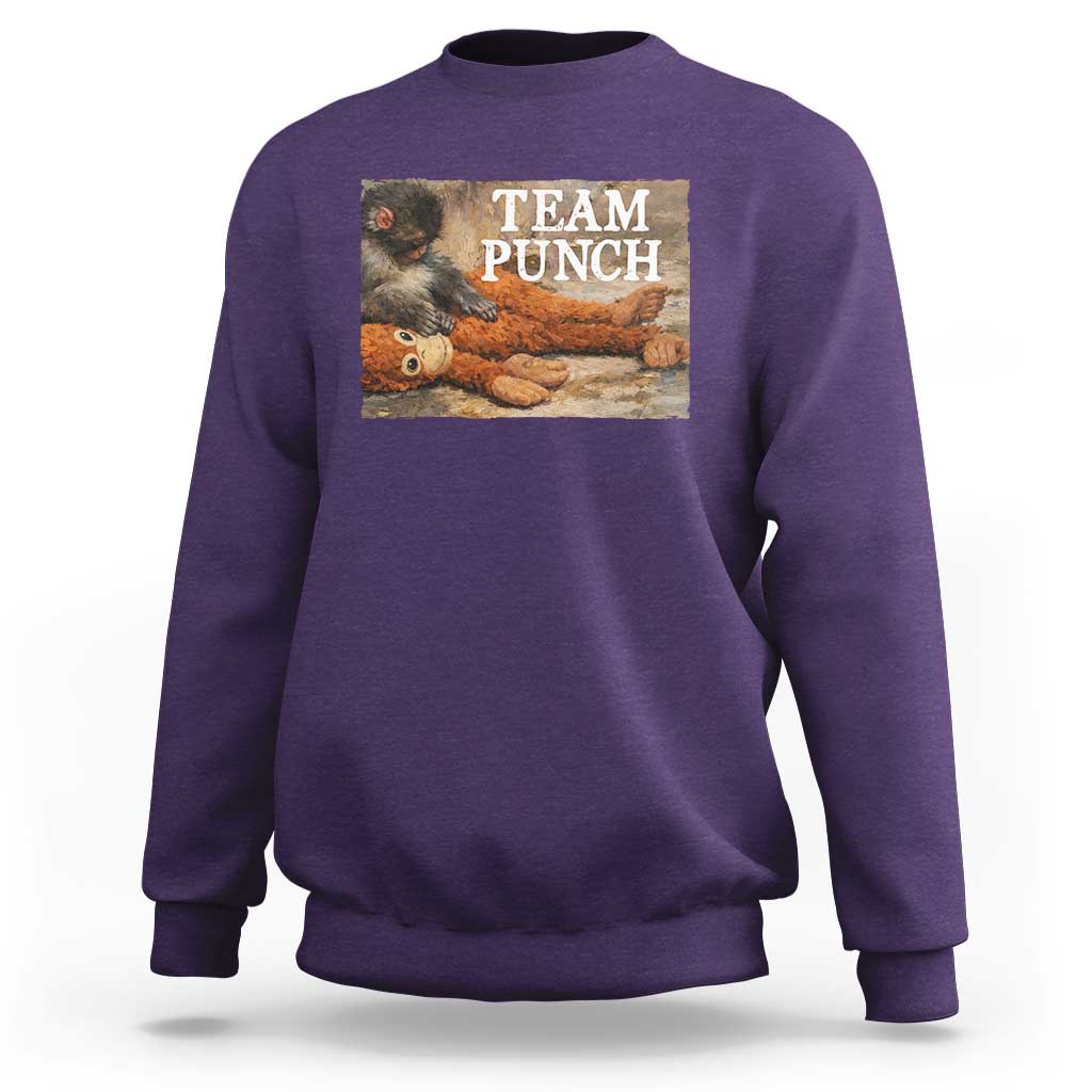 Team Punch Baby Monkey Plush Hugging Meme Sweatshirt