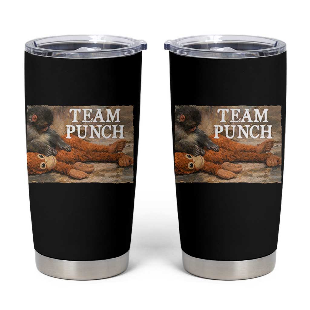 Team Punch Baby Monkey Plush Hugging Meme Tumbler Cup
