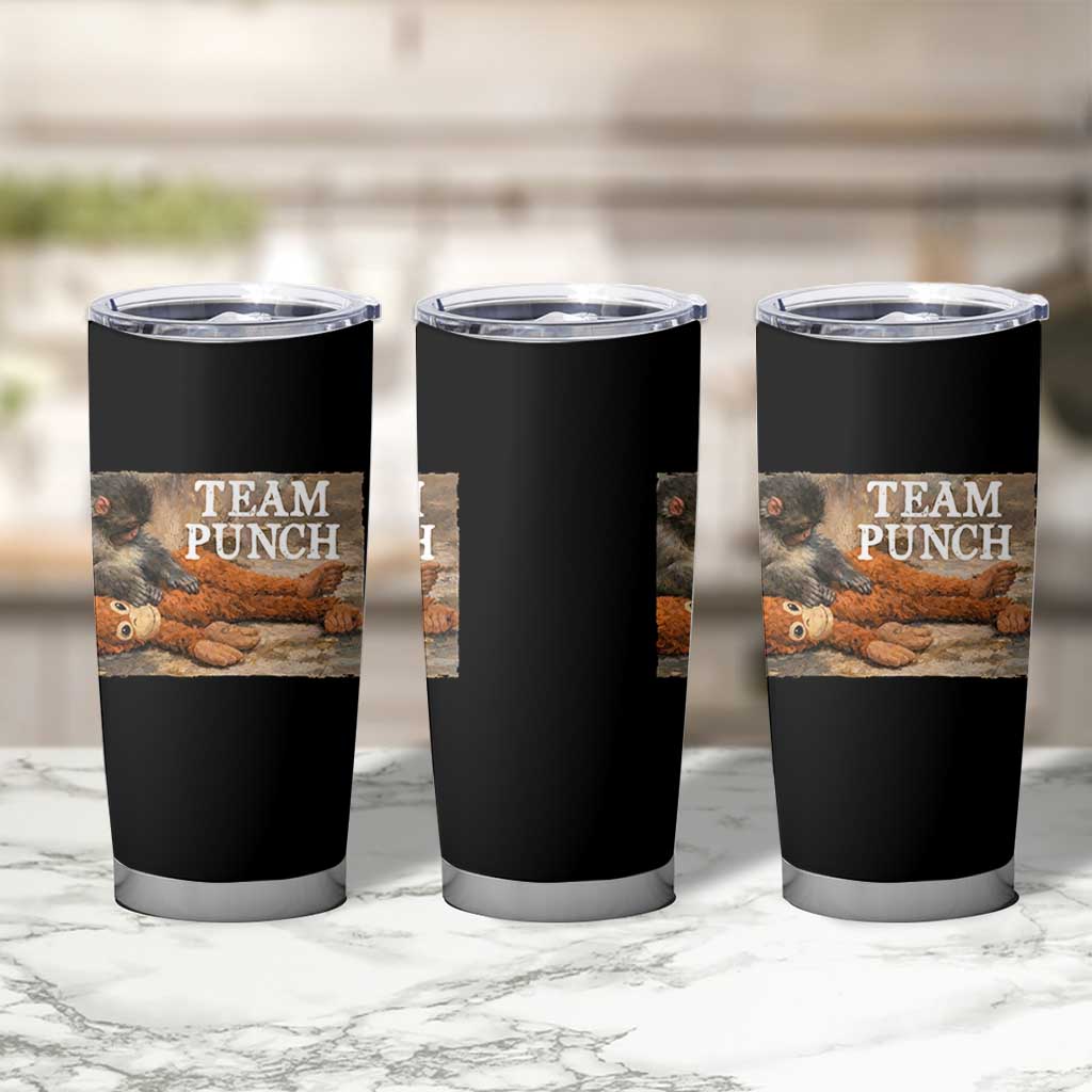 Team Punch Baby Monkey Plush Hugging Meme Tumbler Cup